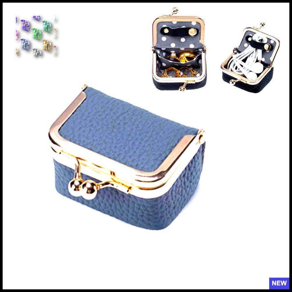 Mini Leather Jewelry Travel Case Portable Organizer Kiss Lock Anti-Tip